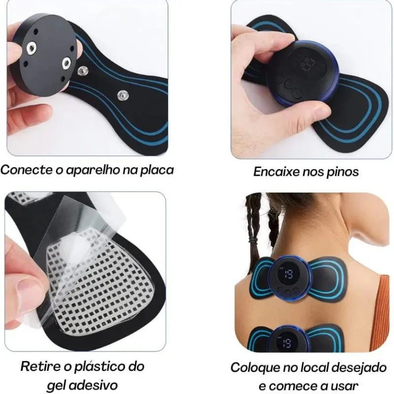 Mini massageador elétrico portátil de estimulação do pescoço para alívio da dor muscular cervical