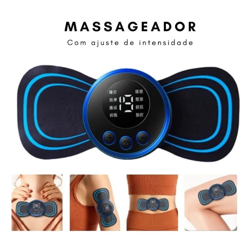 Mini massageador elétrico portátil de estimulação do pescoço para alívio da dor muscular cervical