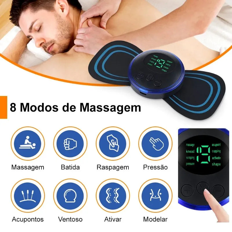 Mini massageador elétrico portátil de estimulação do pescoço para alívio da dor muscular cervical